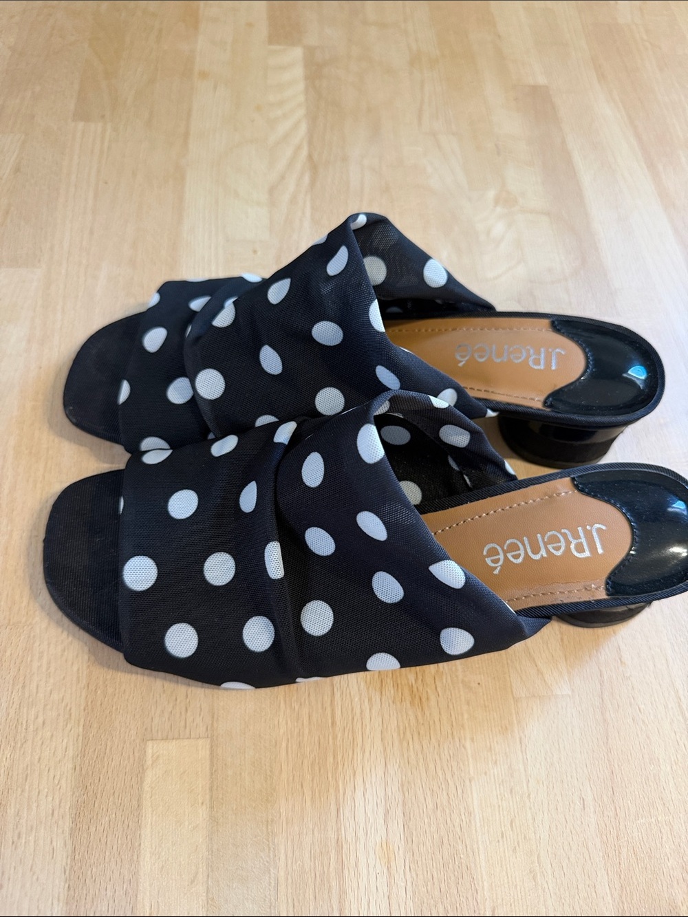 J.Renee Black Polka Dot Knot Slide Mules